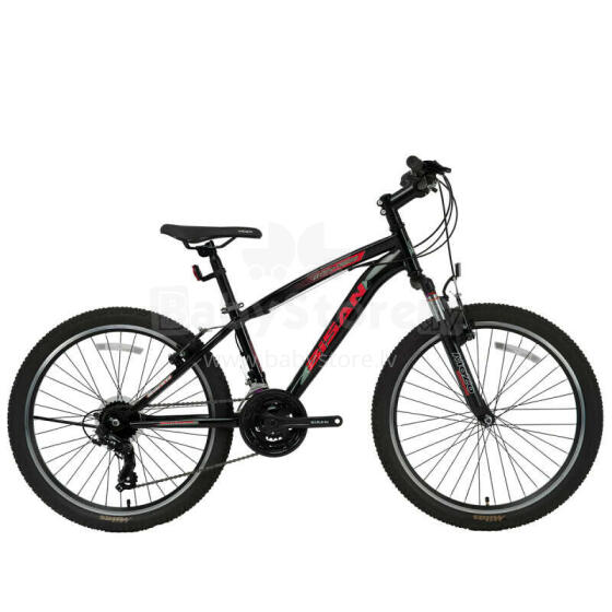 Pusaudžu velosipēds Bisan 24 MTS4600 VB (PR10010448) melns/sarkans (Rata izmērs: 24)