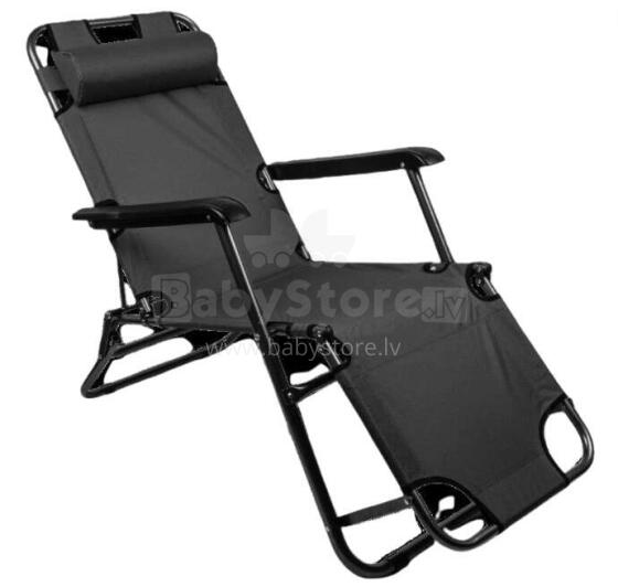 Ikonka Art.KX4509 Folding garden lounger waterproof graphite