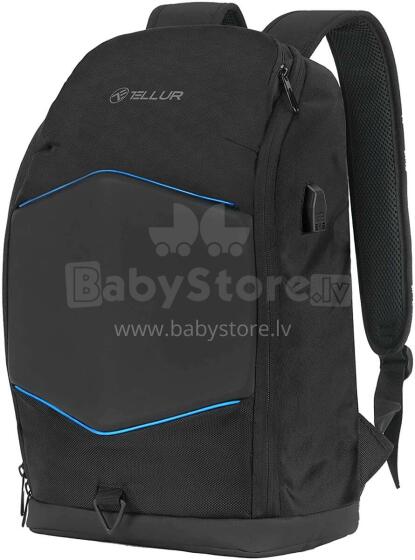 Tellur 15.6 Notebook Backpack Illuminated Strip, USB port, black