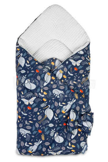 BABY WRAP/BABY BUNTING WAFFLE - ANIMAL LAND GREY