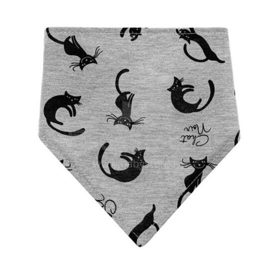 AKUKU CATS Art.A1502 GREY Baby bandana, 100% cotton (1 pc), snap fastener