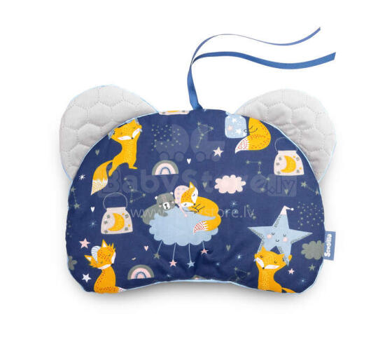 CUSHION FOR STROLLER VELVET NAVY BLUE FOXES