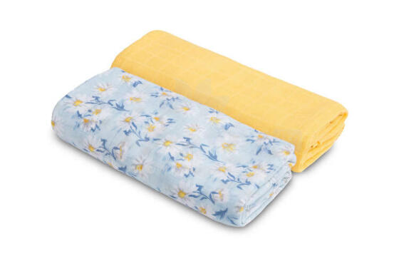 BAMBOO DIAPER 2-PACK MINT+YELLOW 120X120