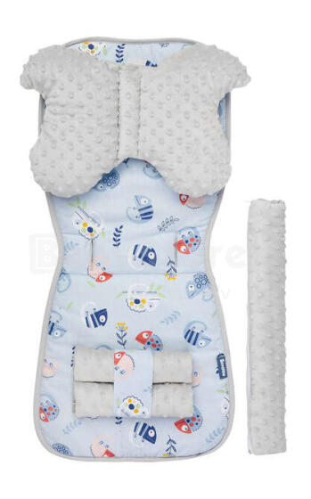 Minky Deluxe Liner to Pushchair – CHAMELEONES BLUE 