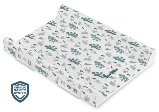 Stiffened Changing Pad WITH SAFETY SYSTEM - EUCALYPTUS PLATINUM
