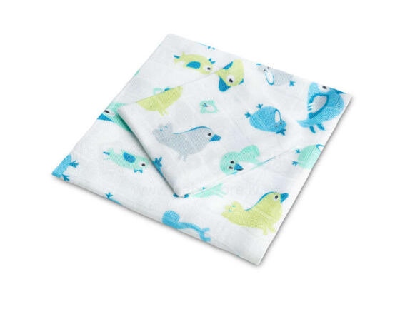 BAMBOO DIAPERS SET 30x35 75x75 BLUE BIRDS