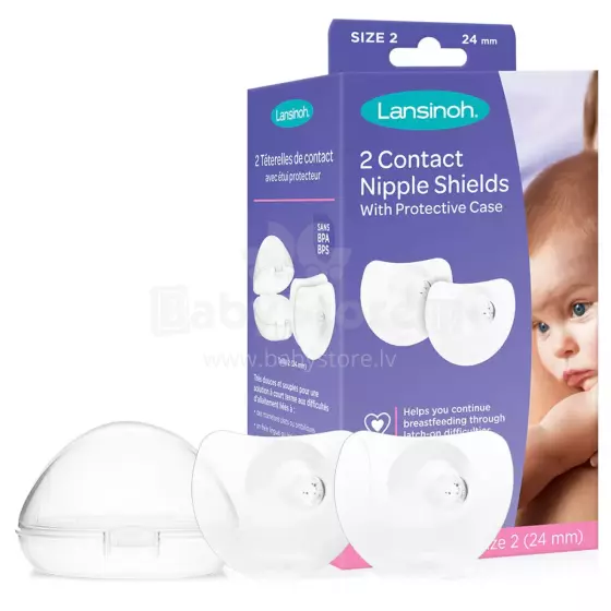 Lansinoh Contact Nipple Shields 24mm Art.70173 Nipple Shield with Case (2x24mm)