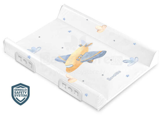 Stiffened Changing Pad WITH SAFETY SYSTEM - SKY AEROPLANE YELLOW 70 cm