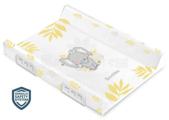 Stiffened Changing Pad WITH SAFETY SYSTEM - SAFARI ELEPHANT 70 cm