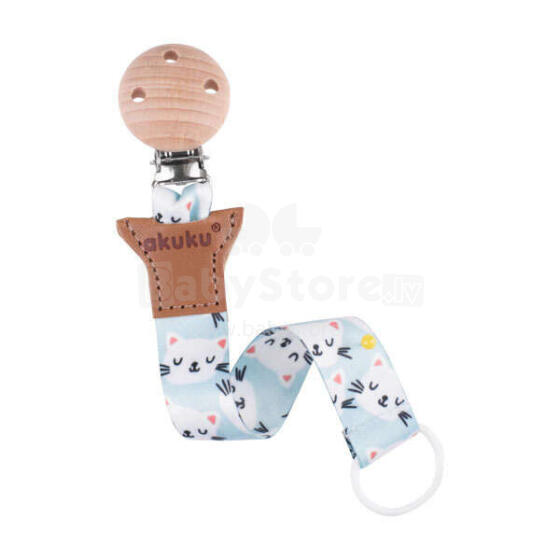 A0582 Soother band with clip, Cats 