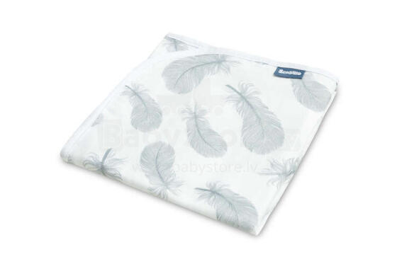 MUSLIN BLANKET FEATHERS / WHITE 80x100cm