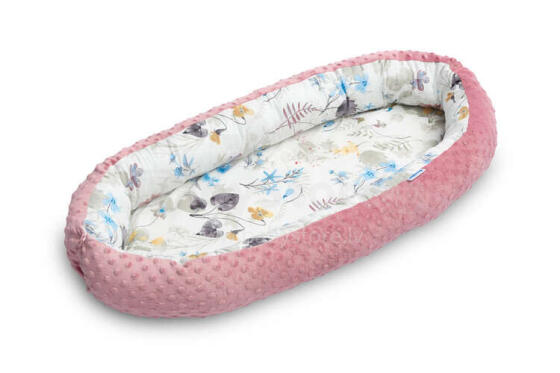 BABY NEST MINKY 70x30 RETRO PINK LEAVES