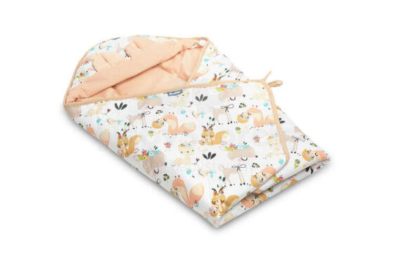 VELVET CARRY-COT SWADDLE BLANKET XL PICNIC PEACH
