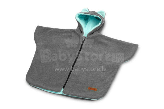 CAR SEAT PONCHO GREY MELANGE / TURQUOISE