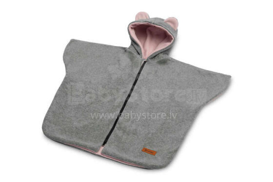 CAR SEAT PONCHO GREY MELANGE / PINK