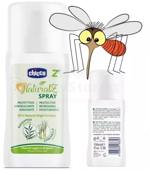 Chicco NaturalZ Protection Spray Art.167784 Protective spray against mosquitoes, 100 ml, from 2+ months.