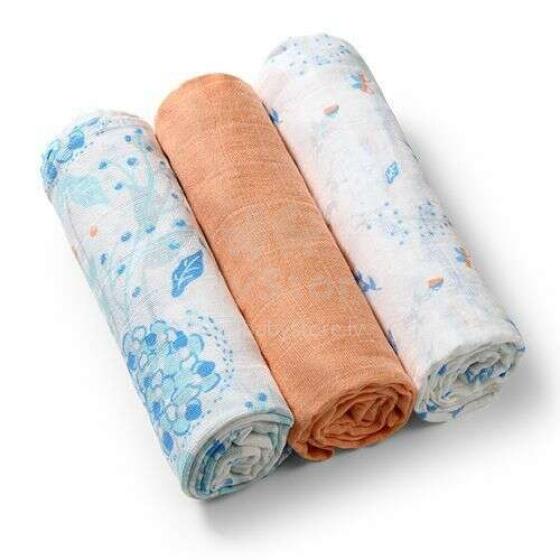 348/09 MUSLIN NAPPIES ORANGE 3 PCS
