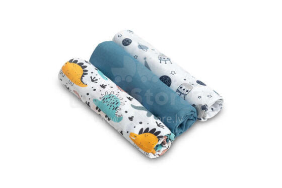 Muslin diaper 3-pack – blue