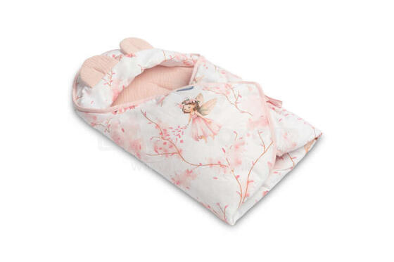 MUSLIN CARRY-COT SWADDLE BLANKET - FAIRY PINK