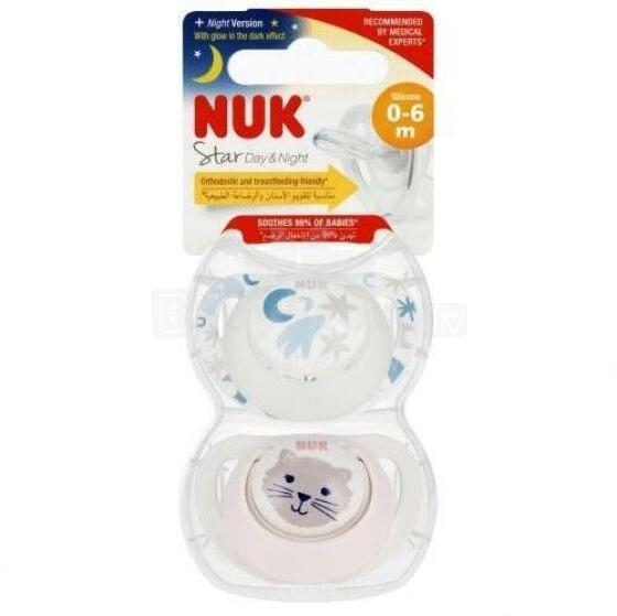 9025 STAR DAY & NIGHT SILICONE pacifier 0-6 2PCS/BOX 539428, 730692