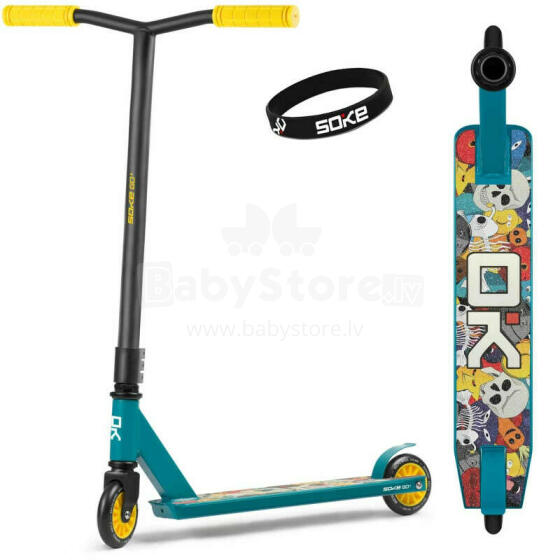 Самокат SOKE GO! (1543) Yellow/Blue (Skull) 100mm