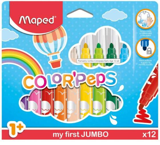Ikonka Art.KX3565 Jumbo Color hinged box markers 12pcs