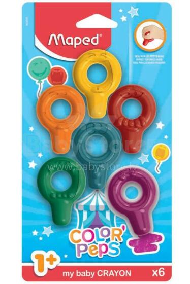 Ikonka Art.KX3568 Baby Colorpeps round plastic crayons 6pcs.