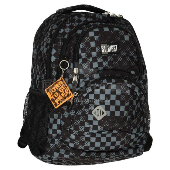Ikonka Art.KX3758 4 compartment school backpack 17 inch checkerboard