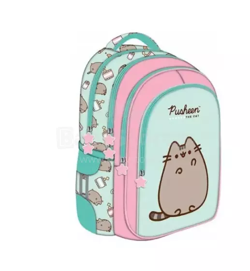Ikonka Art.KX3765 4 compartment school backpack 16 inch Pusheen Pastel