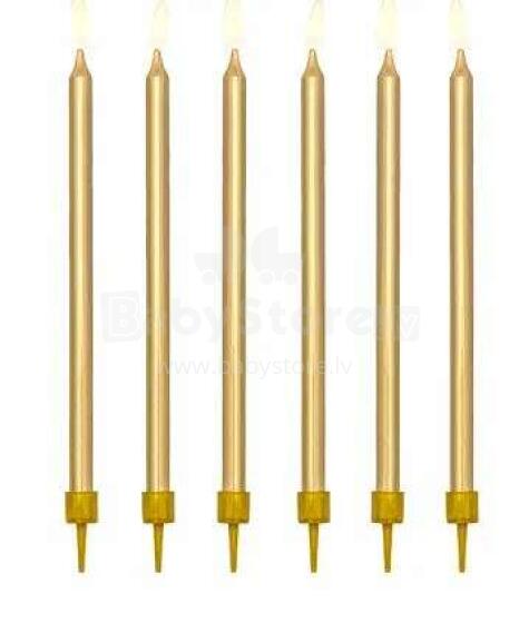 Ikonka Art.KX4567_2 Birthday candles plain gold 12 pieces 12.5cm