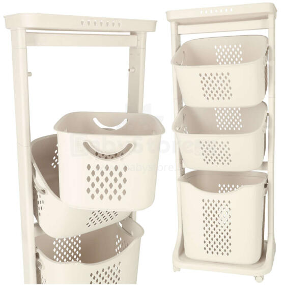 Ikonka Art.KX3984_1 Mobile triple dirty clothes hamper