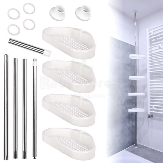 Ikonka Art.KX3985_1 Bathroom corner shelf telescopic shower 320cm