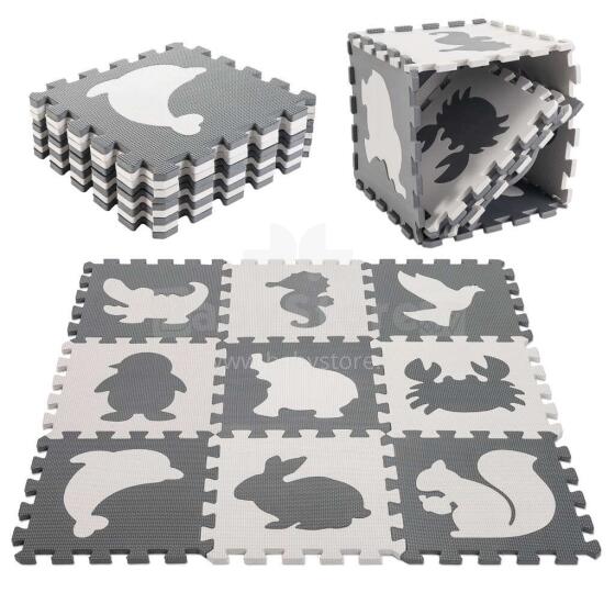 Bebe Basic Puzzle Art.KX5207_1  Foam puzzle mat for children 9 el. black-ecru