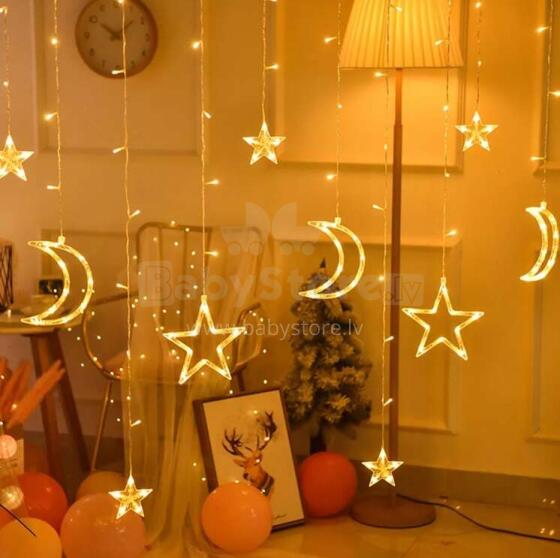 Ikonka Art.KX4279 LED moon curtain lights star 2.5m 138 warm without