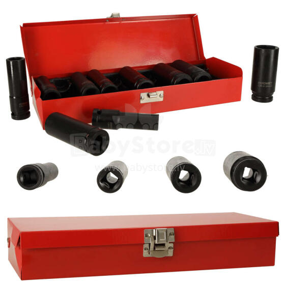 Ikonka Art.KX4723 Impact sockets 1/2'' 10-24 mm set 10el.