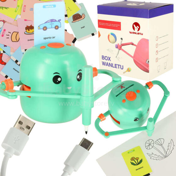 Ikonka Art.KX3861 Educational drawing robot learning to write green