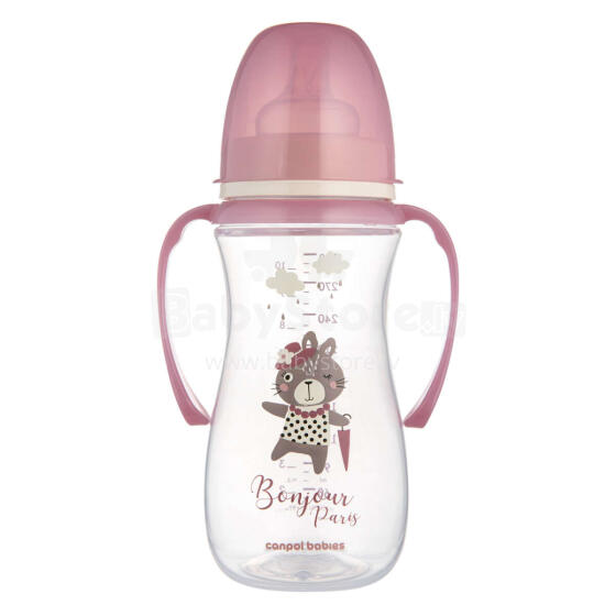 CANPOL BABIES Anti-Colic barošanas pudelīte ar rokturiem, 300 ml PP EasyStart BONJOUR PARIS, 35/241_pin