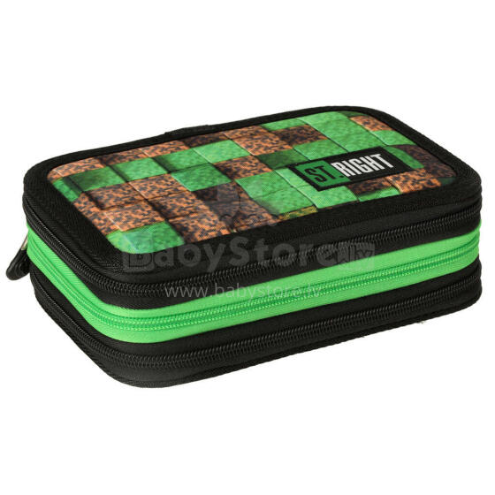 Ikonka Art.KX3760_3 Tri-fold pencil case with accessories Pixel Cubes