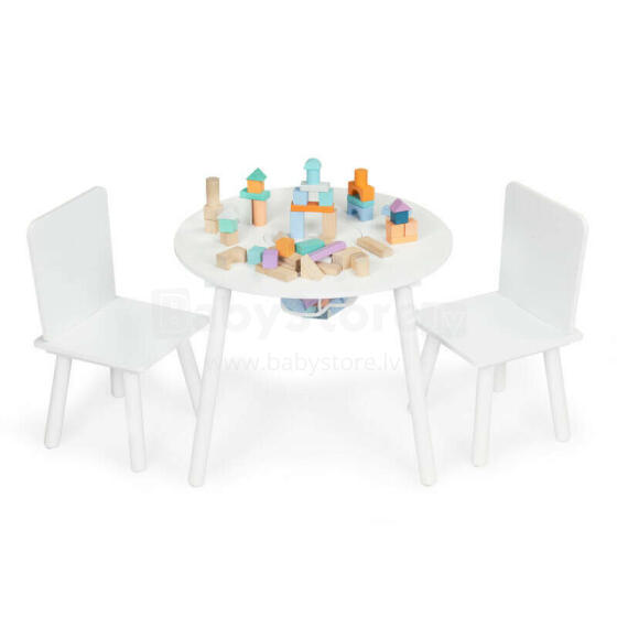 Белый детский стол с двумя стульями детская мебель Ecotoys set