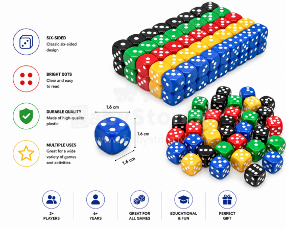 Toi Toys Cube Art.172303 Dice 1.6 cm, 1 pc.