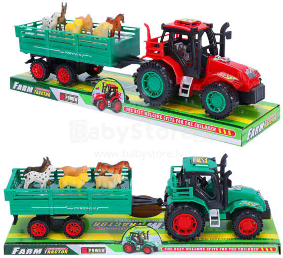 TRAKTOR Z PRZYCZEPĄ I ZWIERZĘTAMI