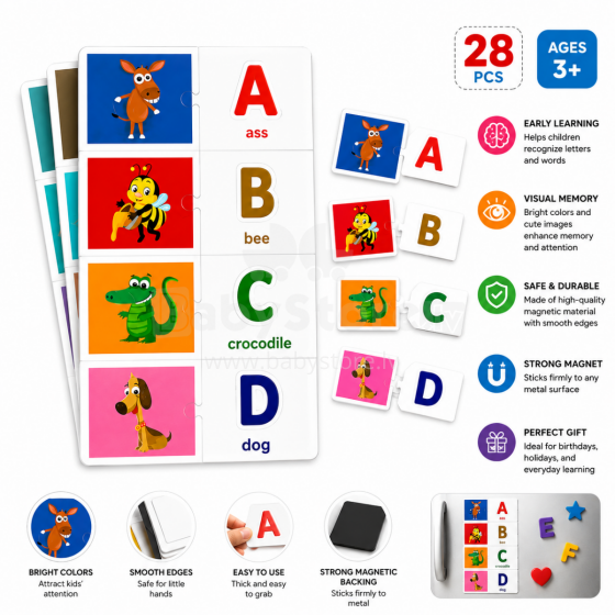 I-Toys Magnetic Alphabet Art.173127 Magnētiskais alfabēta mācību komplekts