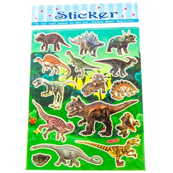 NAKLEJKI DINOZAURY 15 SZTUK