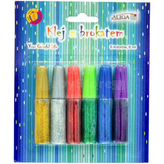 KLEJ Z BROKATEM 6 KOLORÓW 6ml