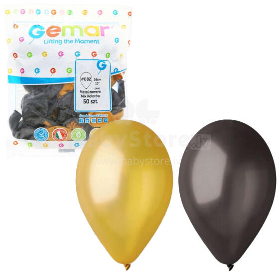 BALON METALIZOWANY ZŁOTY I CZARNY 10  50