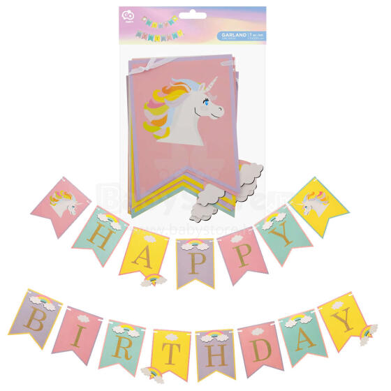 GIRLANDA HAPPY BIRTHDAY JEDNOROŻEC 200CM