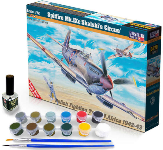 SAMOLOT MODEL Z FARBAMI SPITFIRE IX 1:72