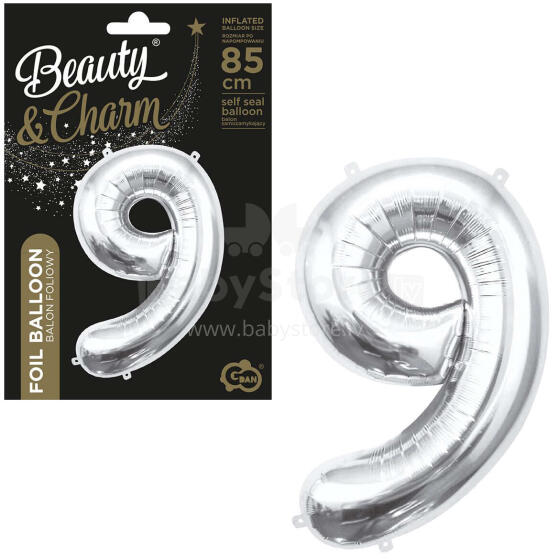 BALON FOLIOWY CYFRA 9 SREBRNA