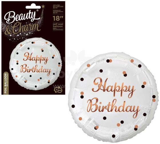 BALON FOLIOWY B C HAOOY BIRTHDAY BIAŁY