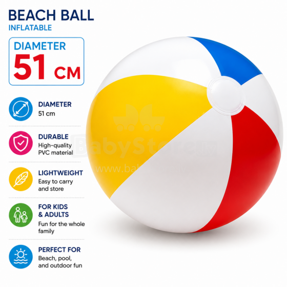 I-Toys Ball Art.176809 Spilgta piepūšamā pludmales bumba 51 cm